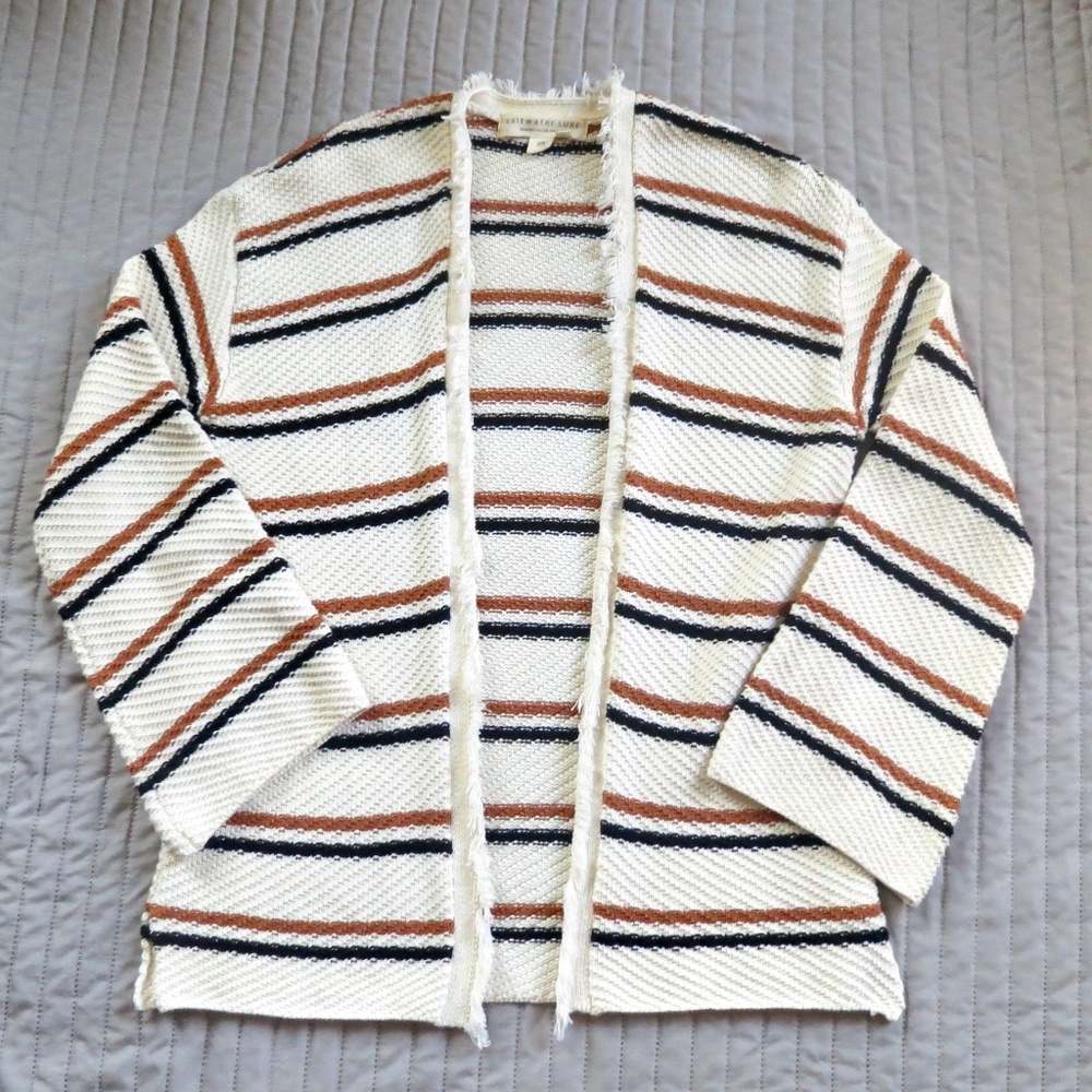 Saltwater Luxe Oversized Claire Salty Stripe Sweater Cardigan Size XS